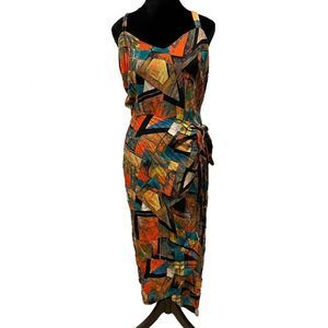 Dress By Choice Vintage Eclectic Geometric Art to Wear Wrap Maxi Beach Dress